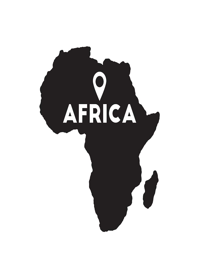 Africa Continent Map with Location Pin
