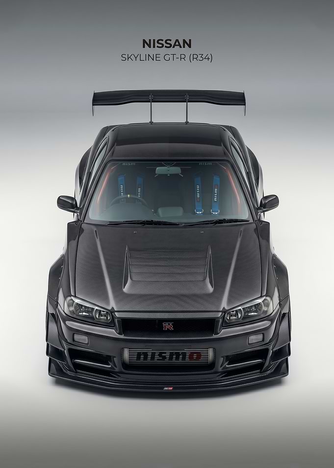 Nissan Skyline GT-R R34 full carbon fiber poster