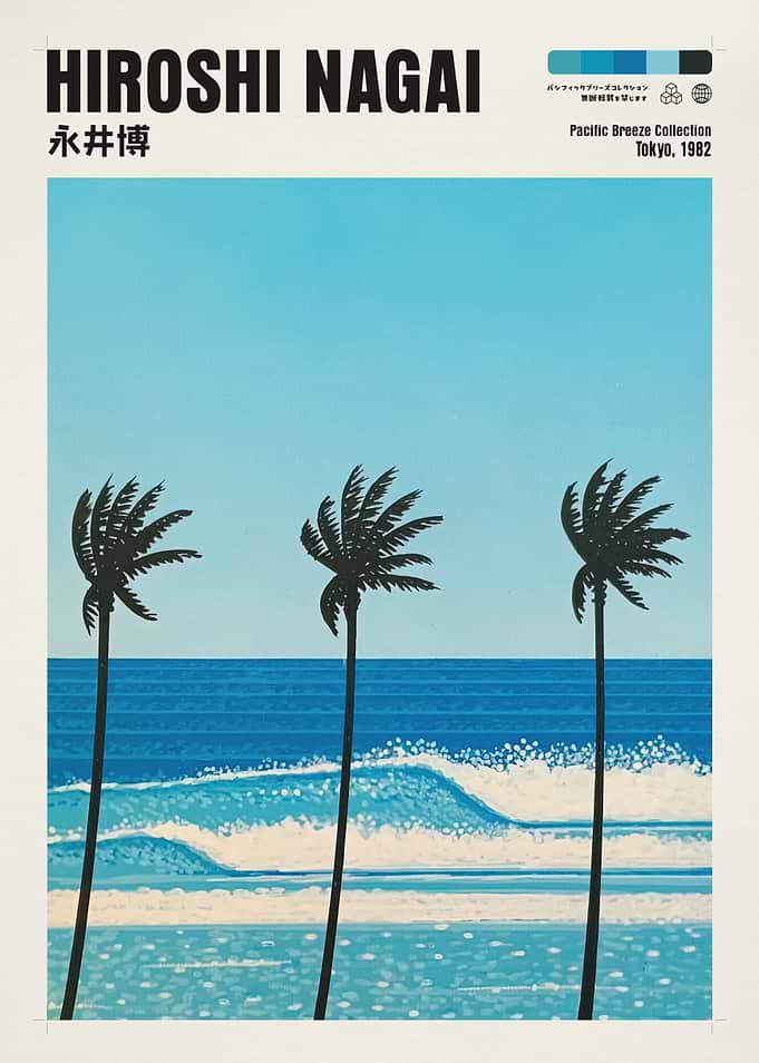 Hiroshi Nagai Palm Trees and Ocean