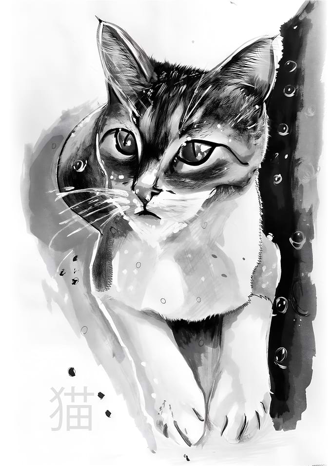 Black and White Cat Ink