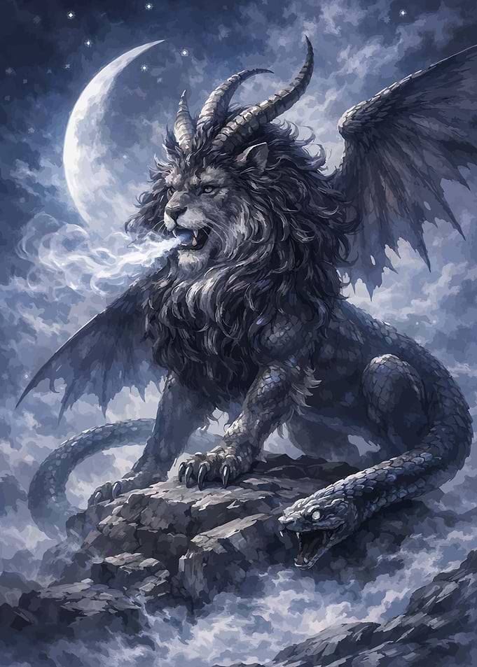 Mythical Beast Under the Moon