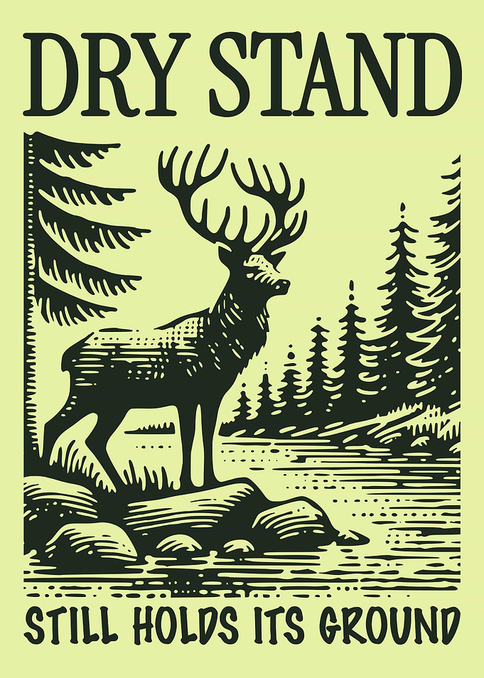 Dry Stand Deer Poster – Forest Strength Vintage Wilderness Illustration