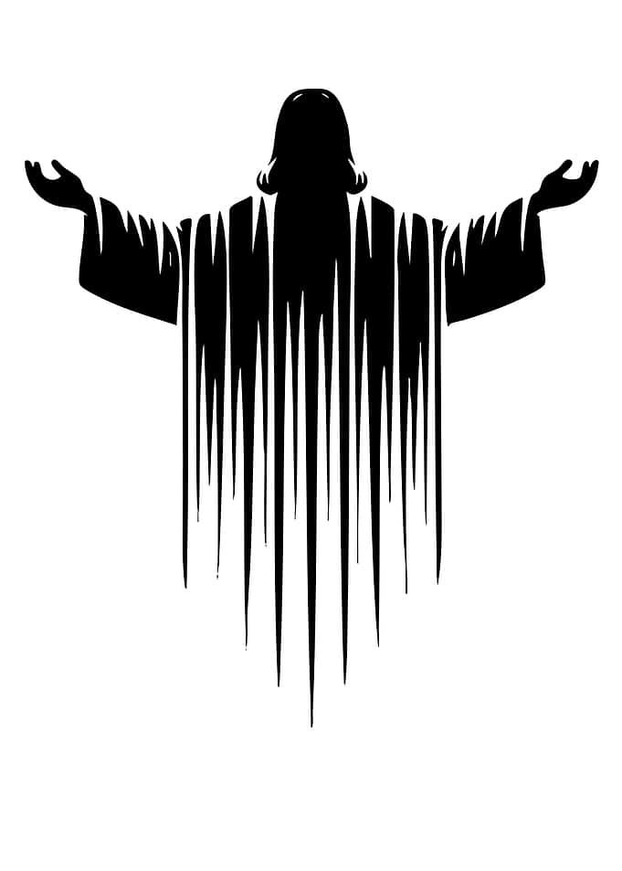 Jesus Christ Silhouette with Dripping Effect