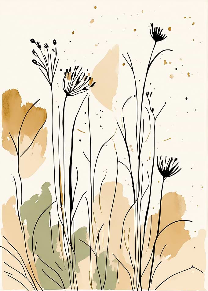 Abstract Floral Line Art