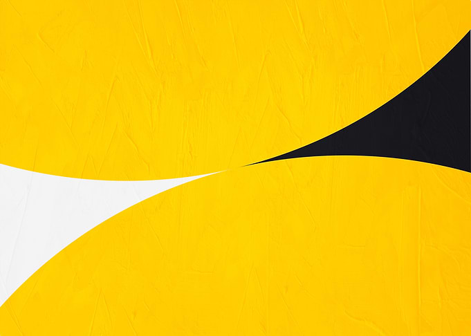 Abstract Yellow, White, and Black Shapes