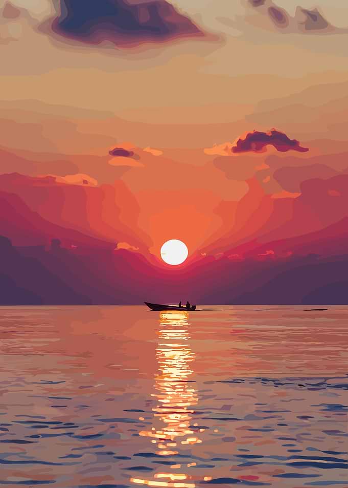 Sunset boat ride on the ocean