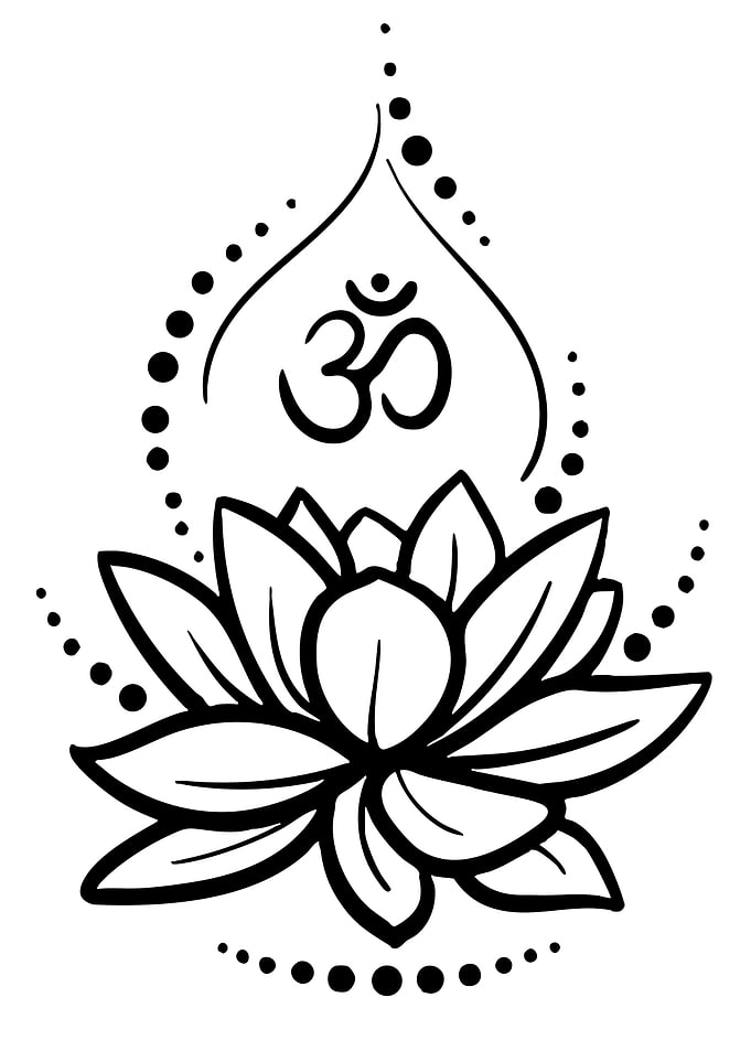 Om Symbol and Lotus Flower