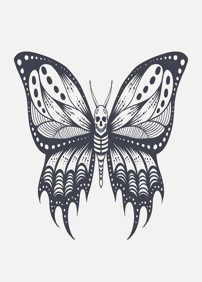 Skeleton Butterfly Tattoo Design