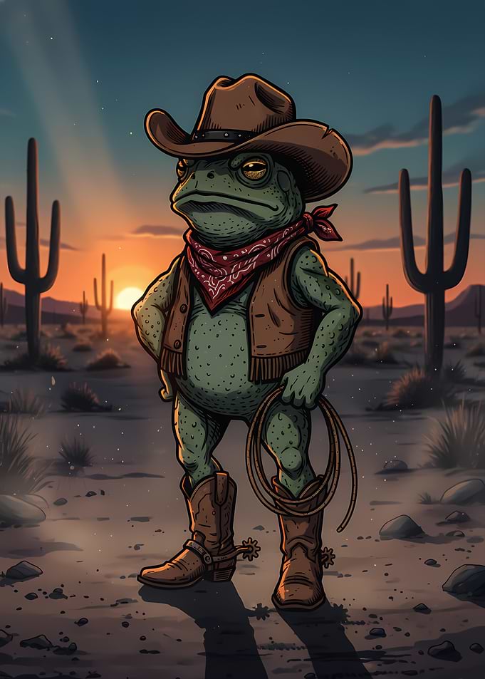 Cowboy Frog in the Desert