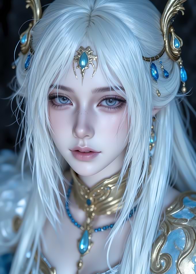 Ethereal Elf Princess with Blue Jewels