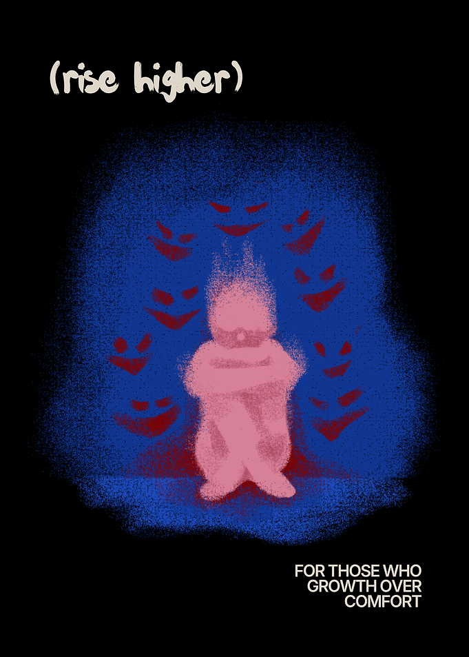 Child surrounded by menacing faces