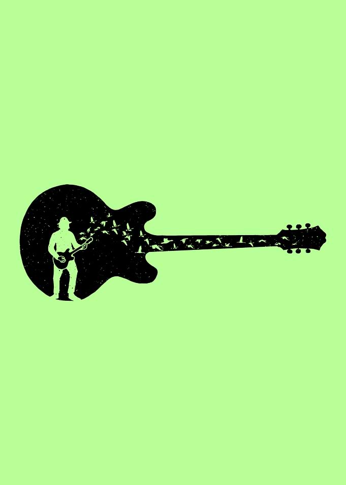Guitarist with Birds Silhouette - Electric Guitar