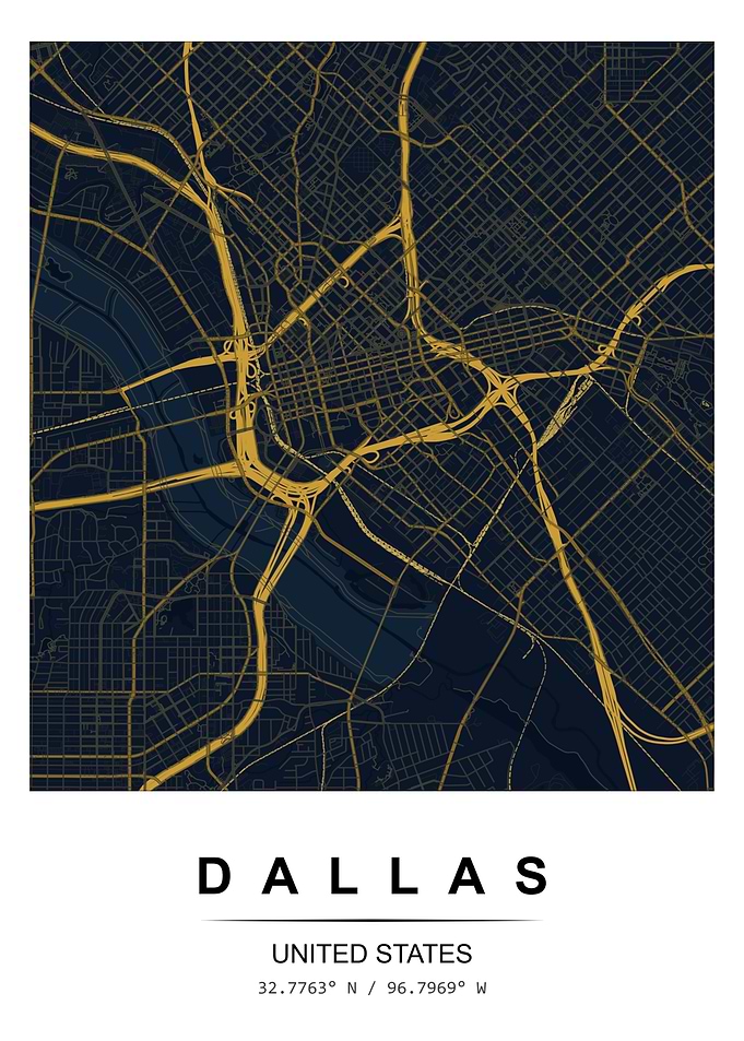 Dallas City Map Art