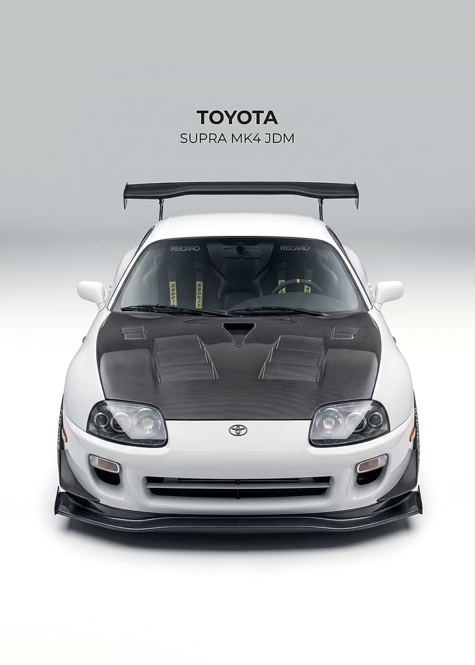 white Toyota Supra MK4 JDM poster