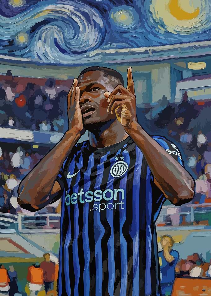 Football Player in Starry Night Style