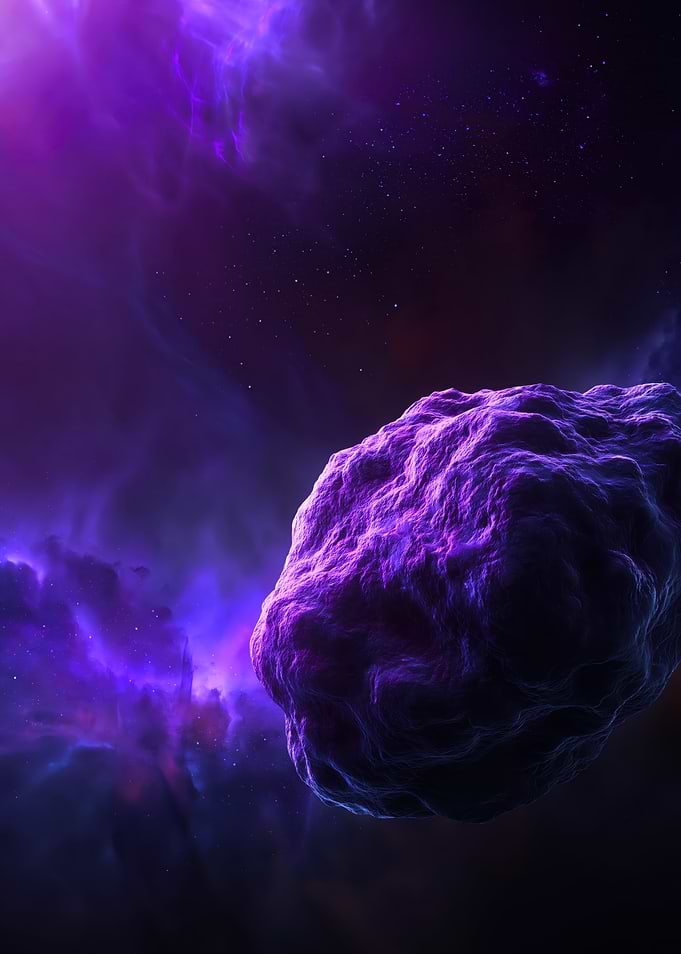 Purple Asteroid in Nebula