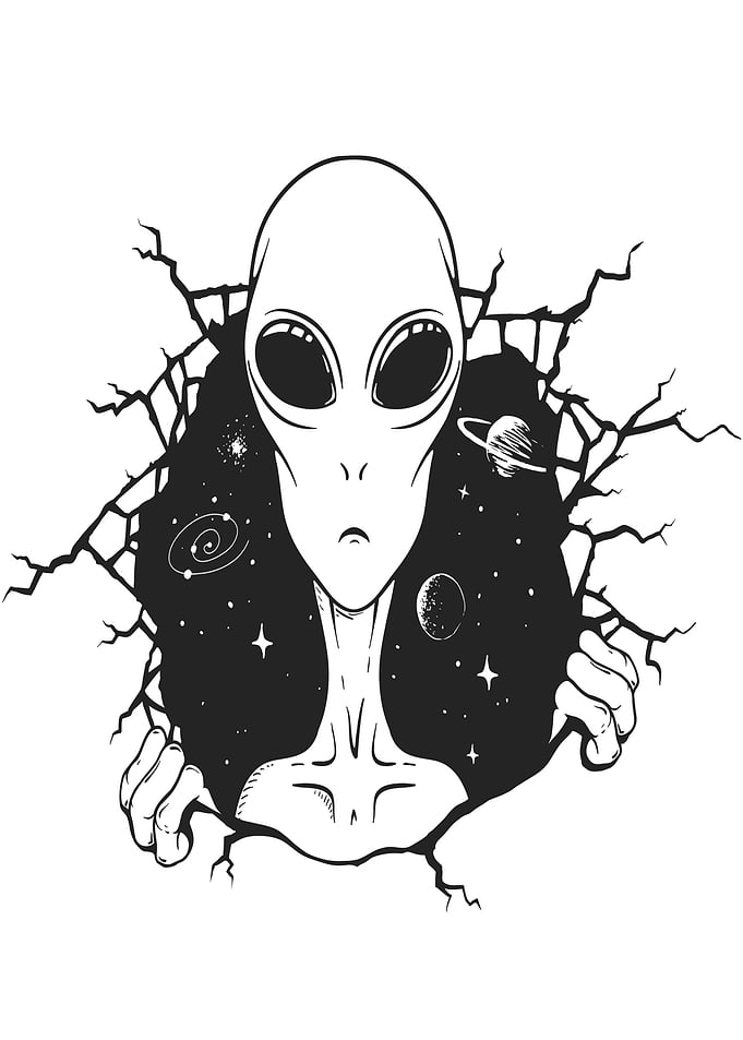 Alien Breaking Through Space