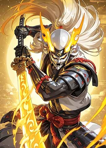 Samurai Warrior with Fiery Sword