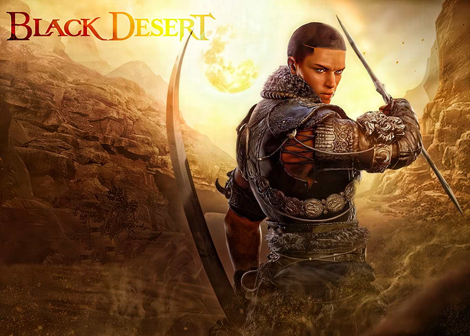 Black Desert Warrior in Desert Landscape