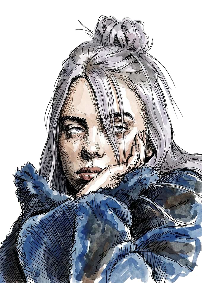Billie Eilish Watercolor Portrait