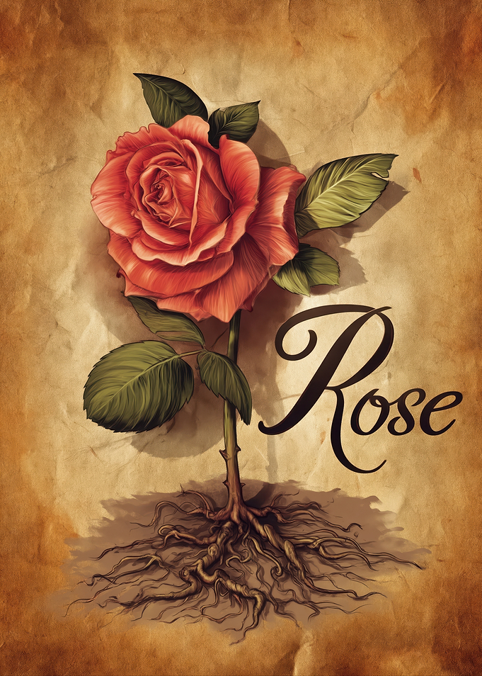 Red Rose with Roots
