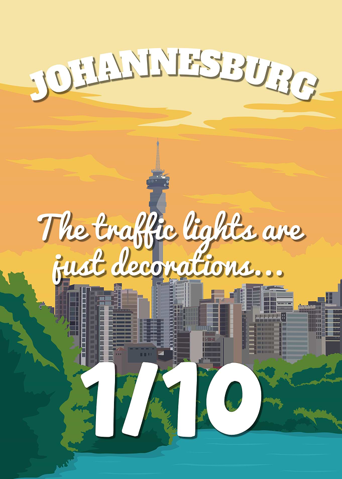 Johannesburg 1/10 - Funny Traffic Lights Decorations South Africa Poster