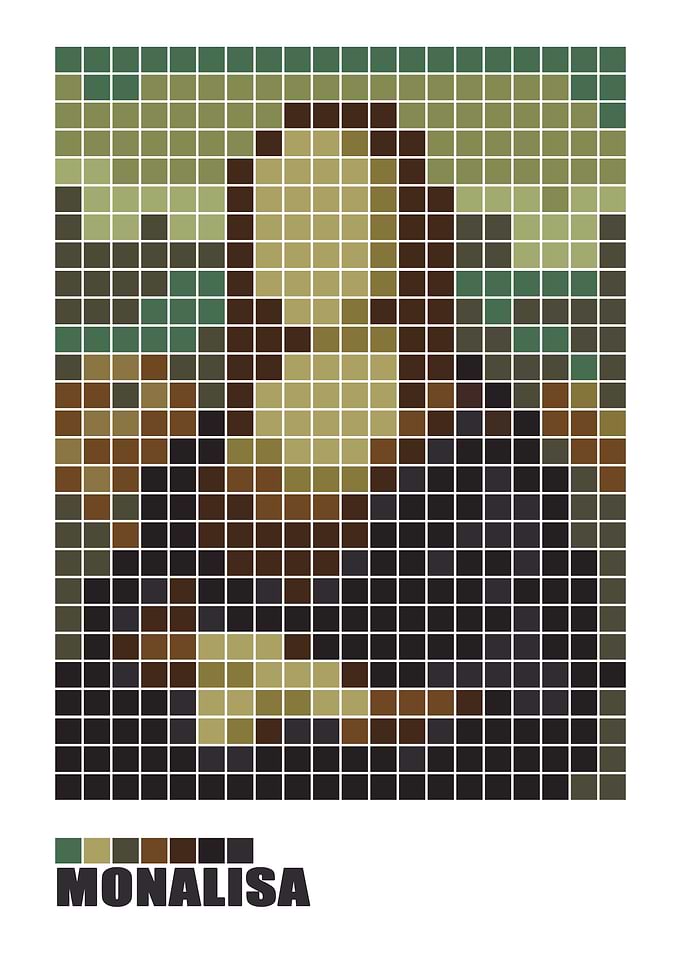 Pixelated Lisa with Color Swatches