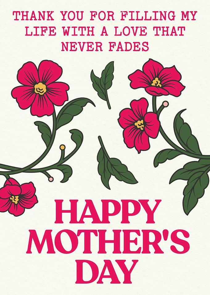 Happy Mother’s Day Floral Poster Elegant Flower Wall Art Gift for Mom Pink Botanical Print