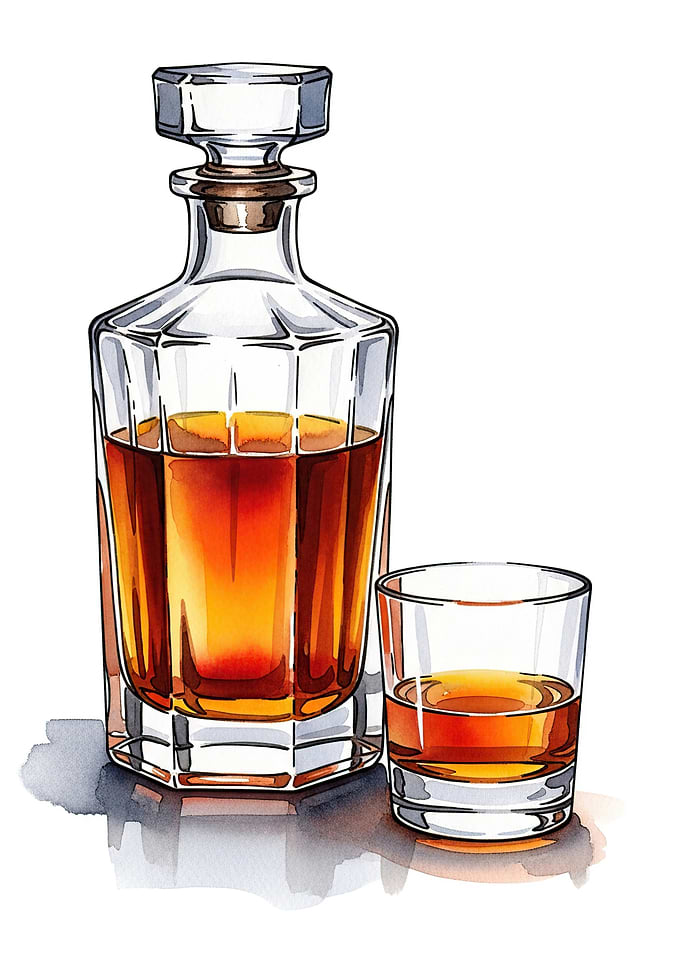 Whiskey Decanter and Glass