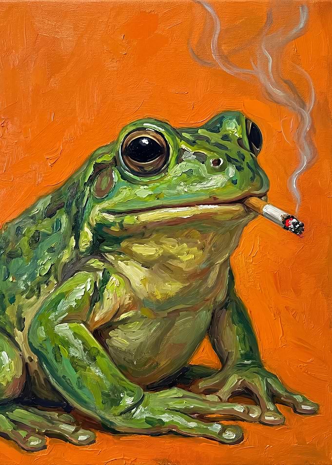 Frog Smoking a Cigarette