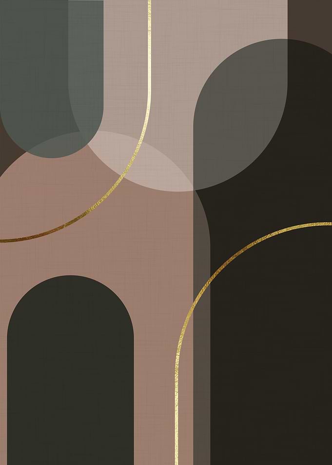 Abstract Geometric Archway with Gold Lines