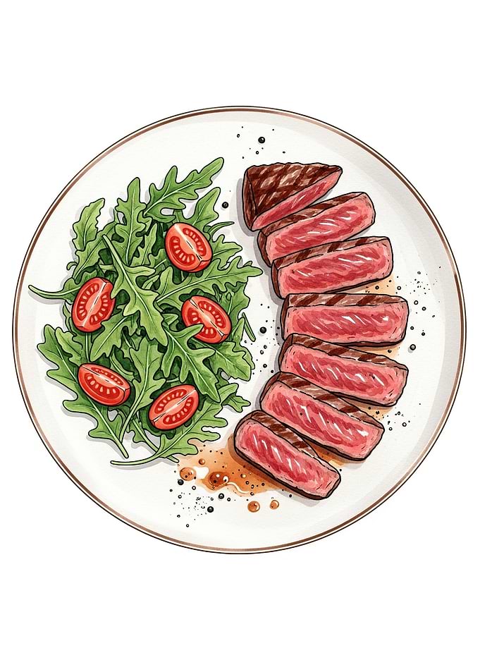 Sliced Steak and Arugula Salad
