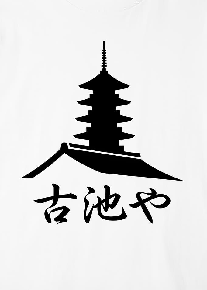 Japanese Pagoda with Kanji Text