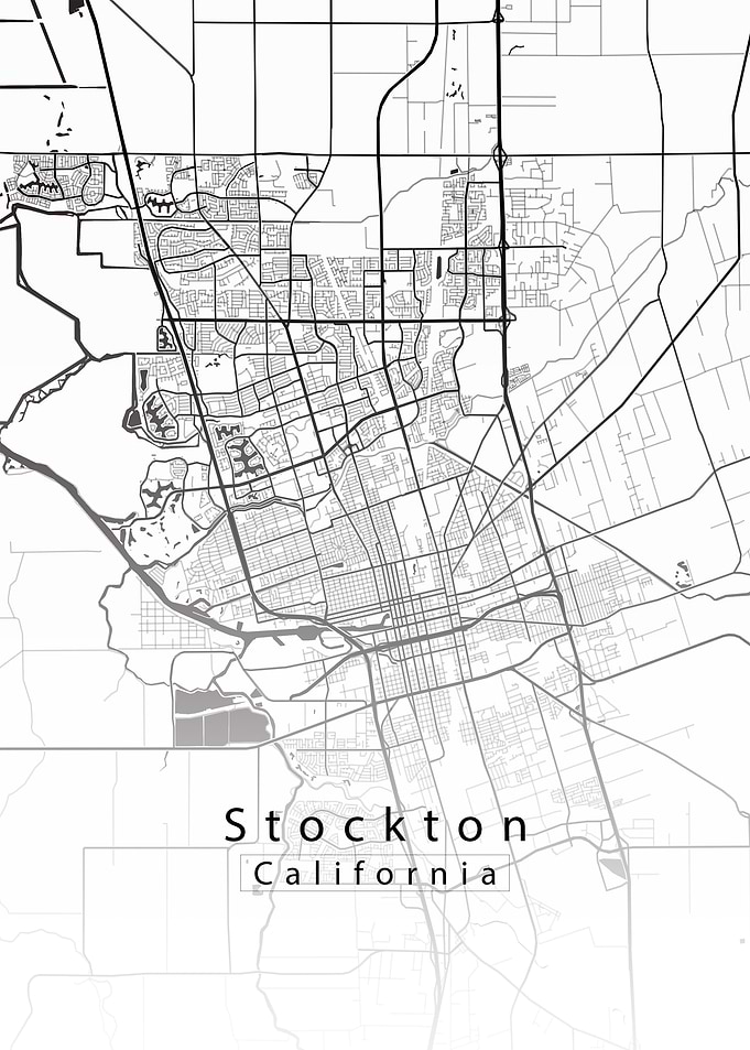 Stockton California City Map white