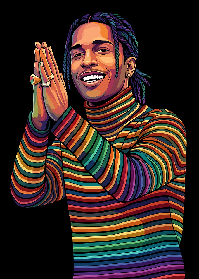 A$AP Rocky in Colorful Turtleneck