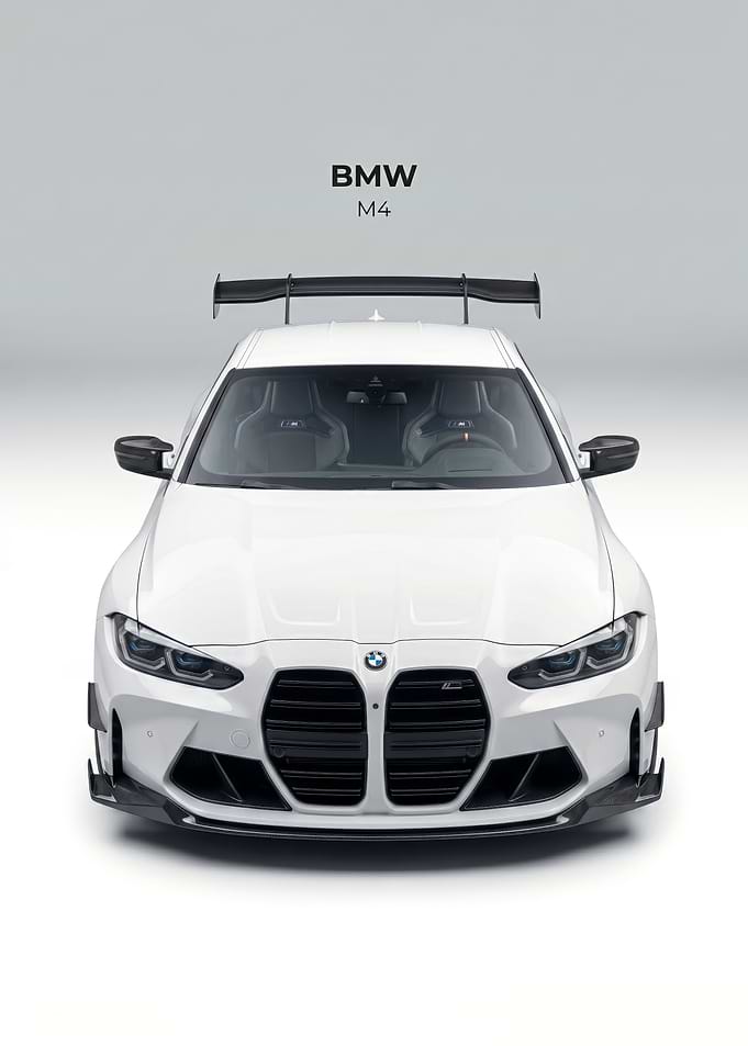 White BMW M4 sport poster