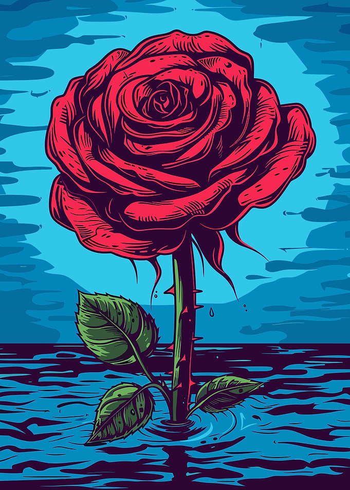 Red Rose in Water
