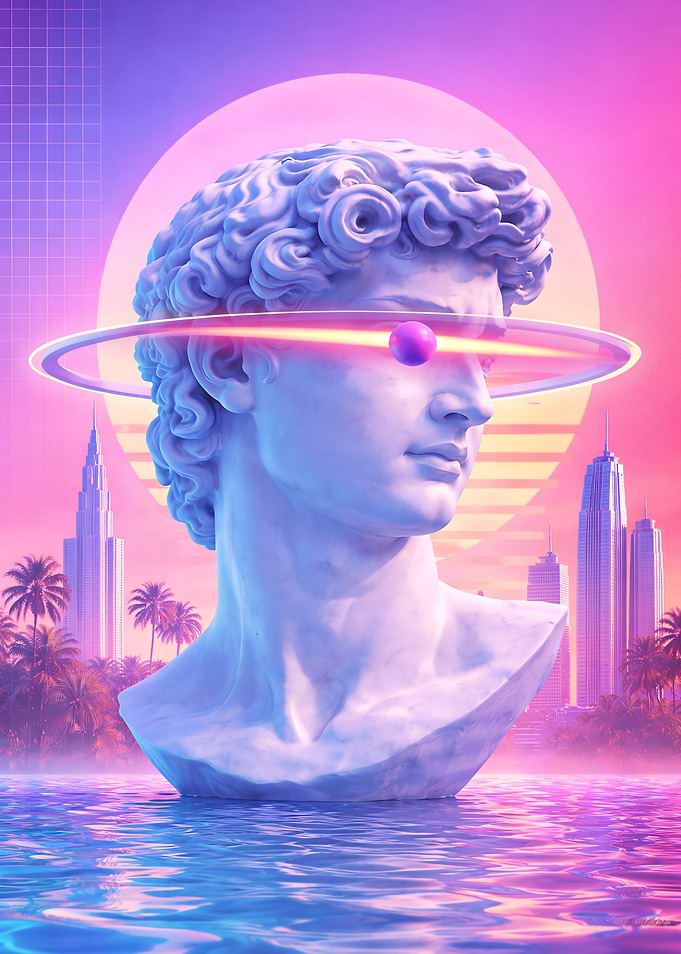 Retro Futuristic Greek Bust
