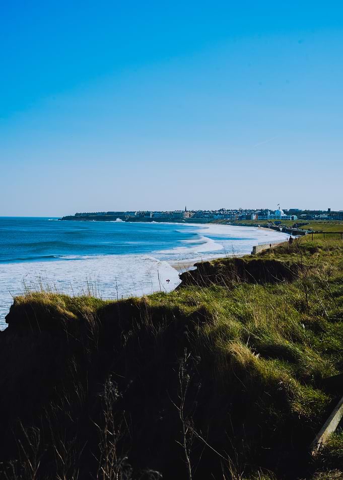 Coastal Town and Ocean Waves