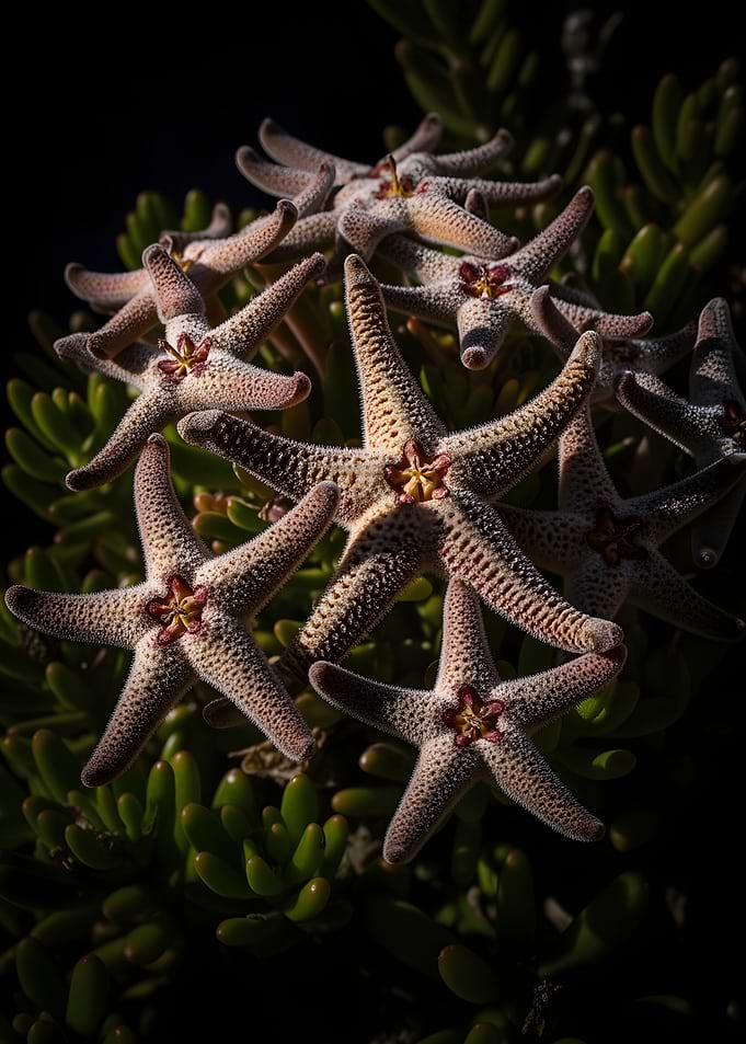 Star-shaped succulent flowers