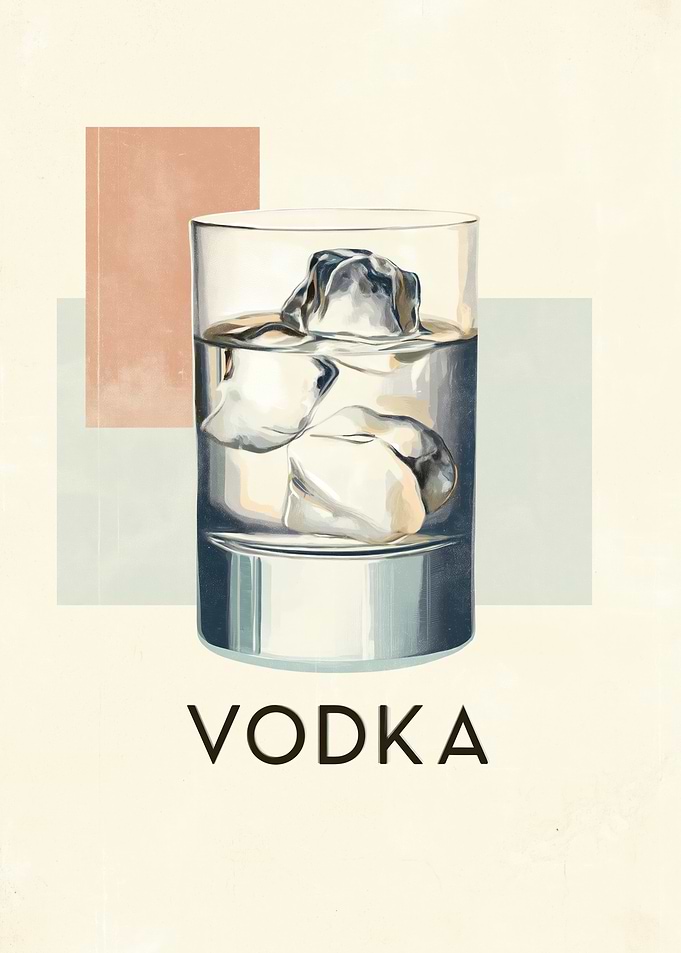 Vodka Drink with Ice Cubes