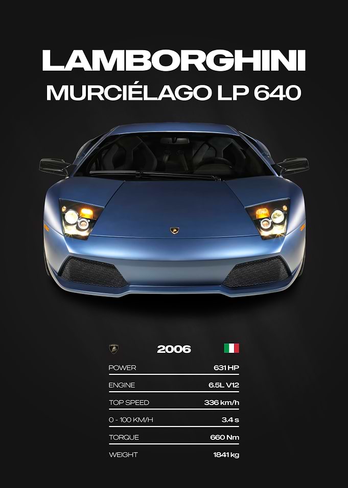 Lamborghini Murciélago LP 640 Car Poster
