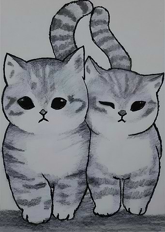 Two Cute Kittens Drawing