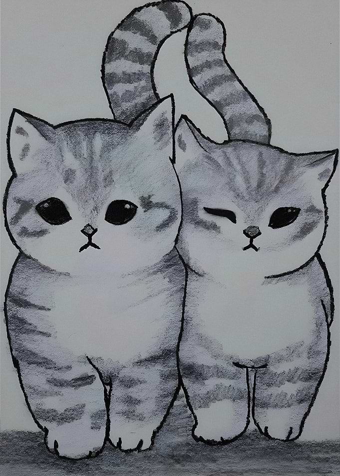 Two Cute Kittens Drawing