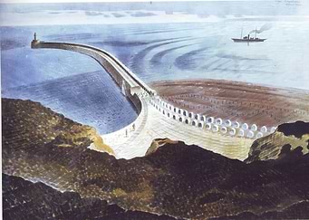 Coastal Engineering Project with Lighthouse and Ship