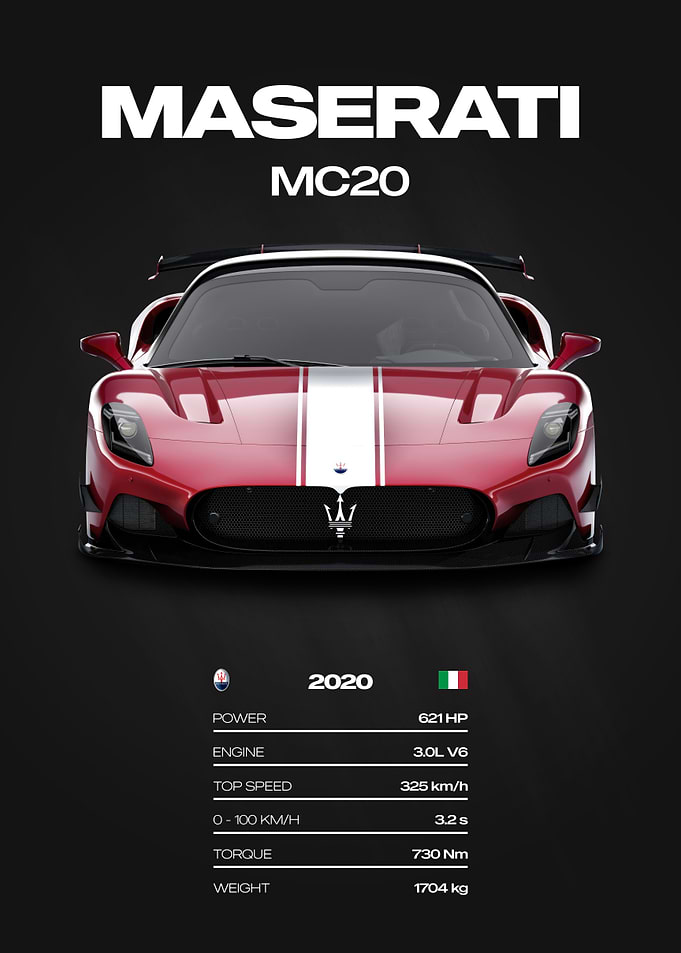 Maserati MC20 Car Poster