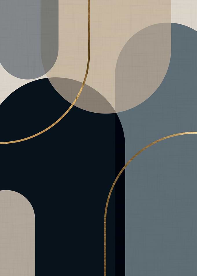 Abstract Geometric Shapes with Bronze Accents