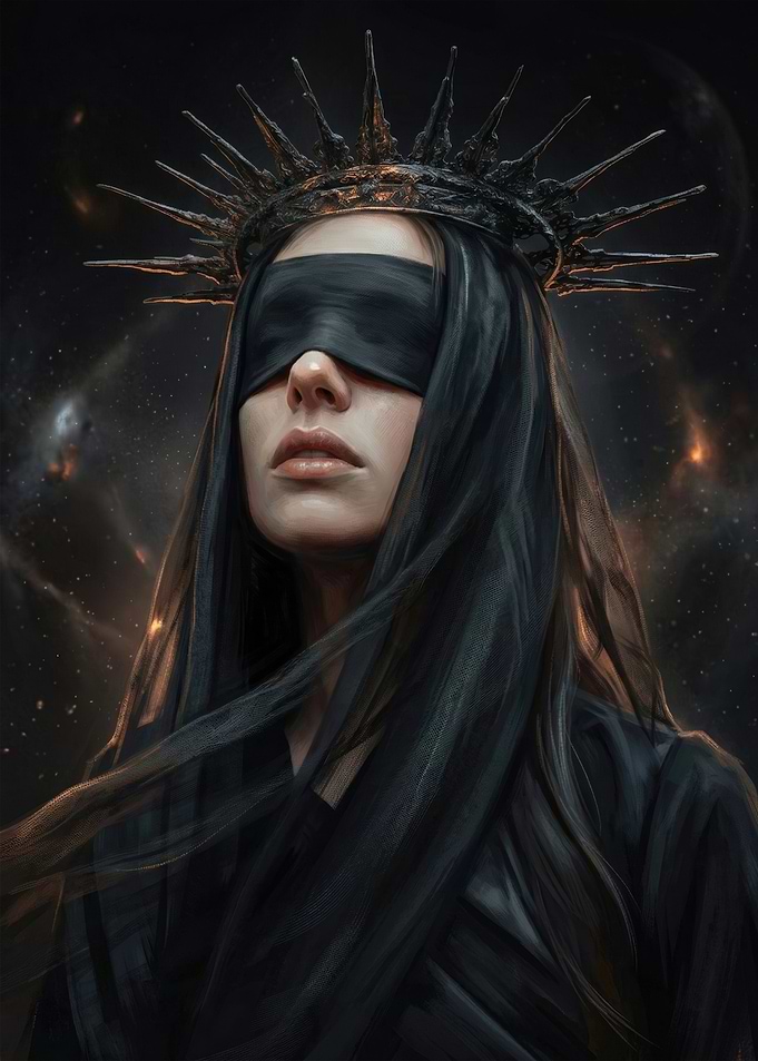 Blindfolded Woman with Crown