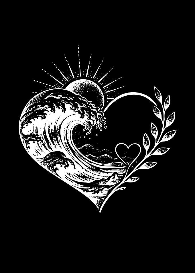 Heart Shaped Wave and Sun