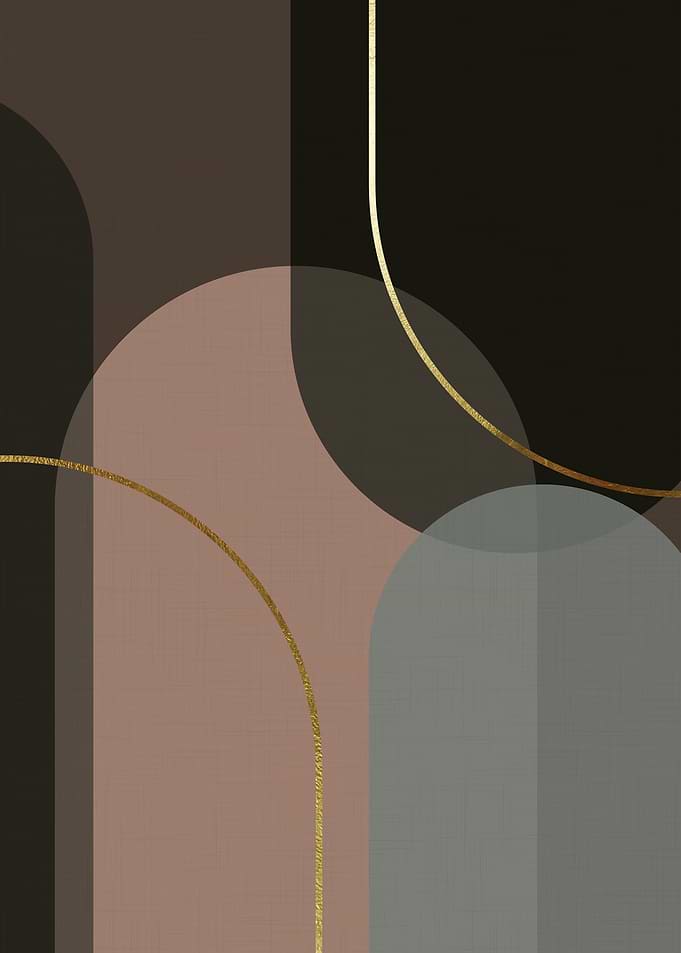 Abstract Geometric Shapes with Gold Accents